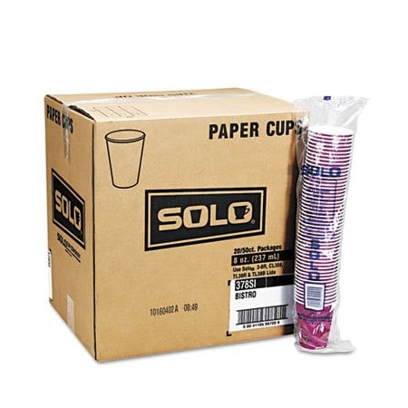 Dart SOLO BISTRO DESIGN HOT DRINK CUPS, PAPER, 12OZ, MAROON, 20PK 412SIN